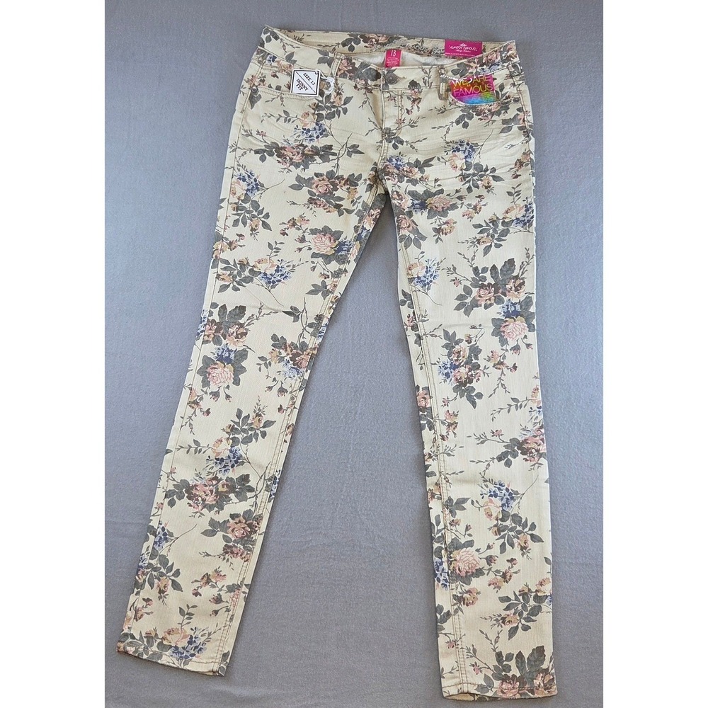 New Y2K Floral Skinny Jeans 13 Rose Print Vintage Romantic Floral Almost Famous